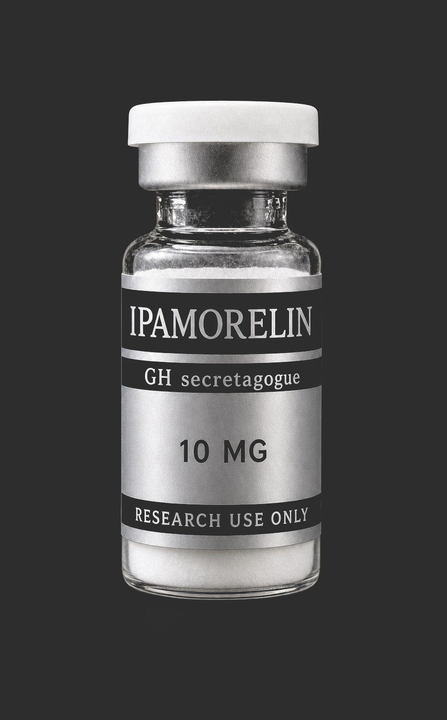 Ipamorelin research vial, front view