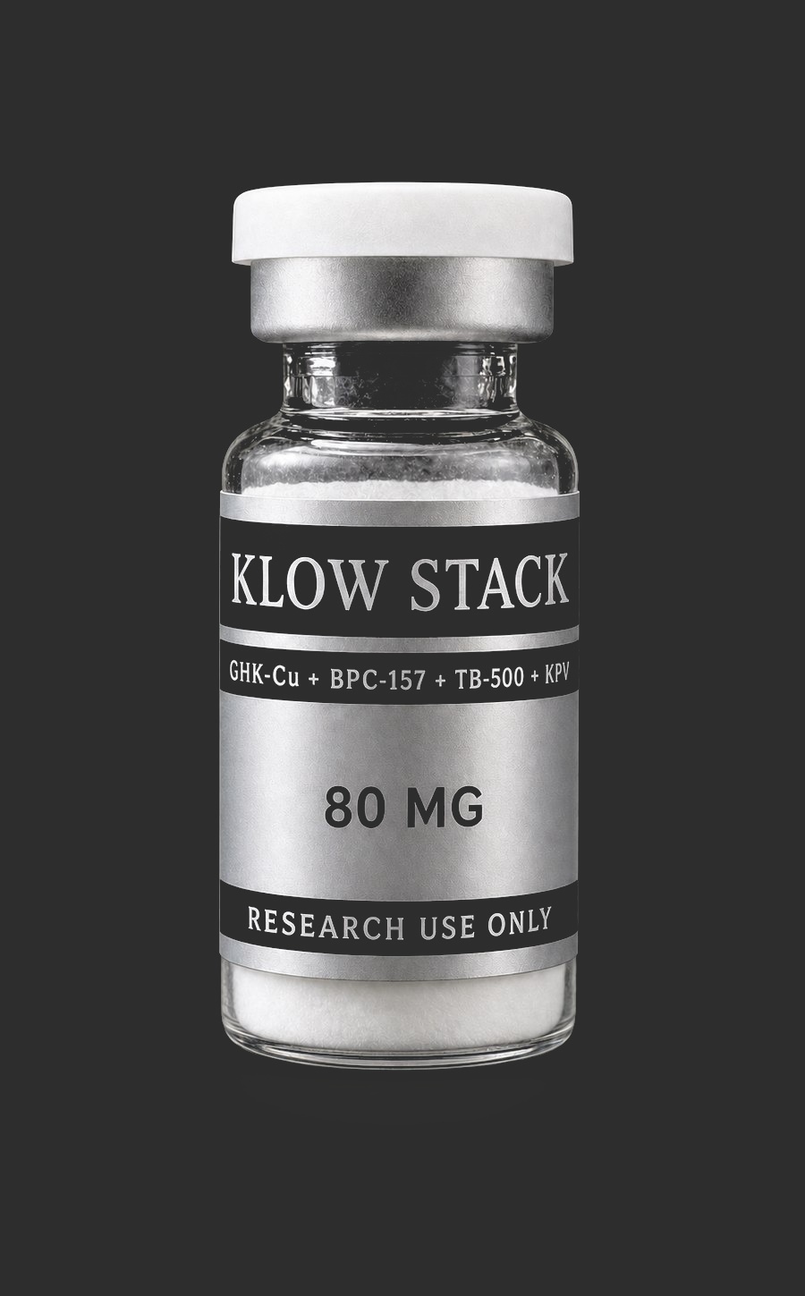 KLOW Stack research vial, front view