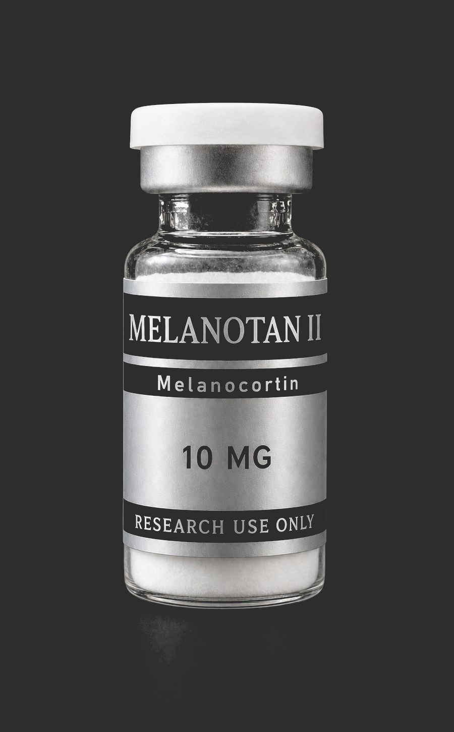 Melanotan II research vial, front view